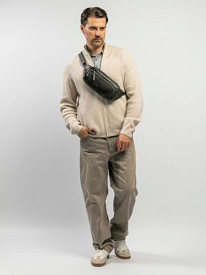 Сумка на пояс Dr. Koffer из натуральной кожи темно-серая