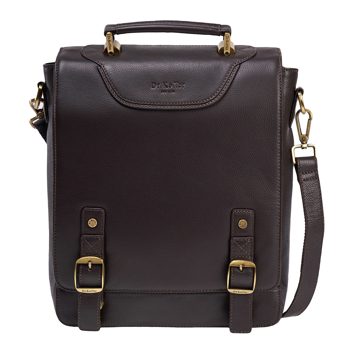 Деловая сумка Dr.Koffer из натуральной кожи темно-коричневая