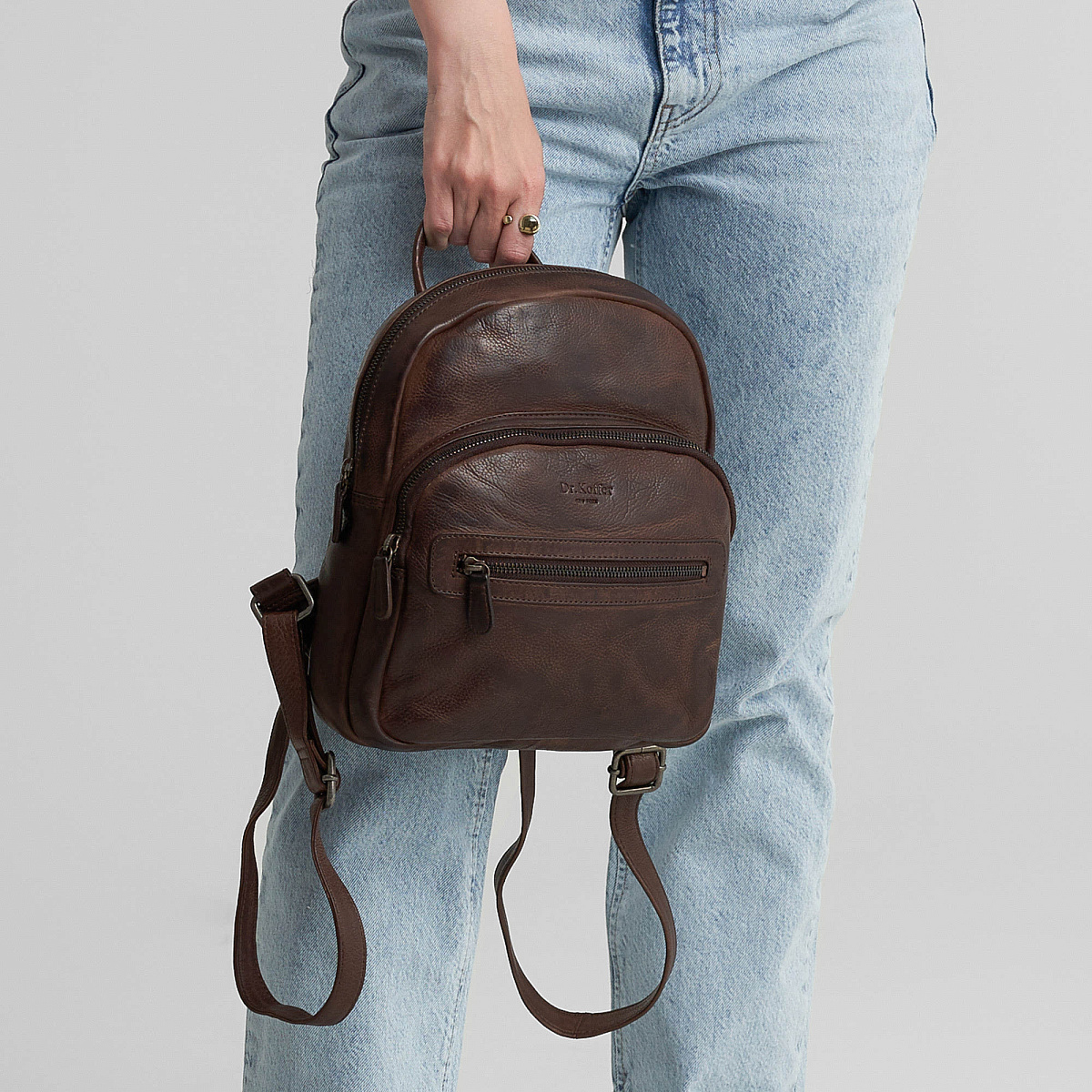 Рюкзак Dr.Koffer из натуральной кожи темно-коричневый