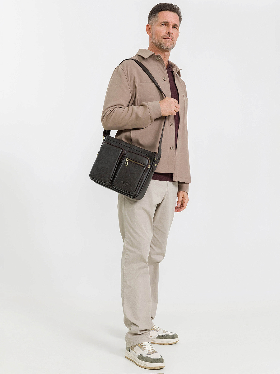 Деловая сумка Dr.Koffer из натуральной кожи темно-коричневая