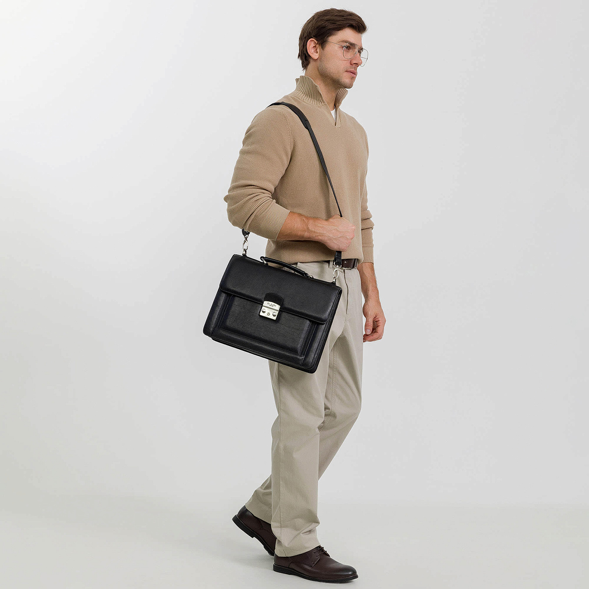 Портфель Dr.Koffer из натуральной кожи черный