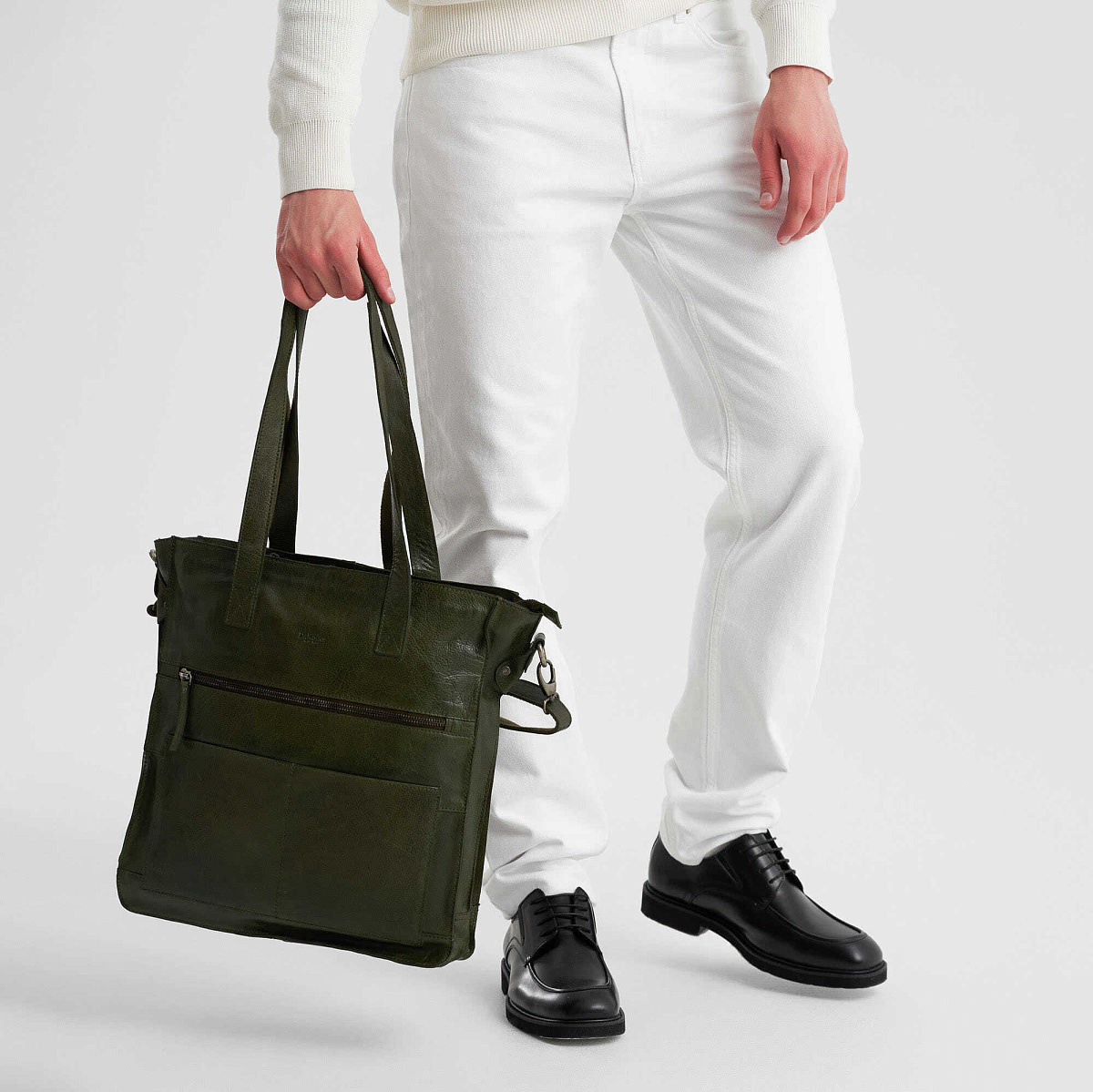 Деловая сумка Dr.Koffer из натуральной кожи зеленая