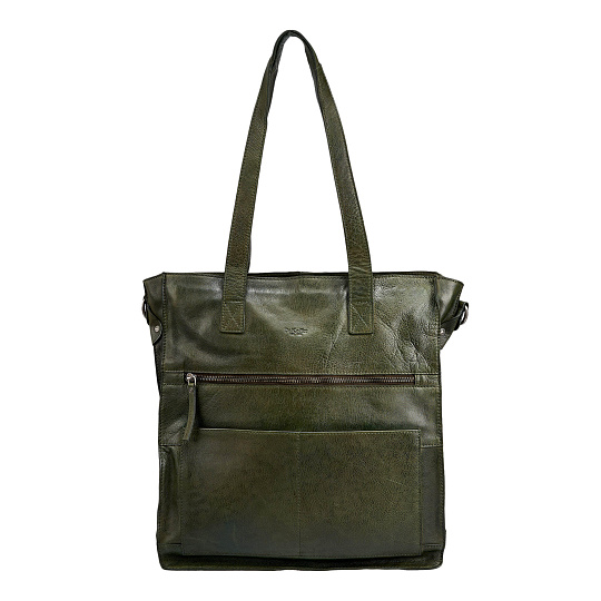 Деловая сумка Dr.Koffer из натуральной кожи зеленая