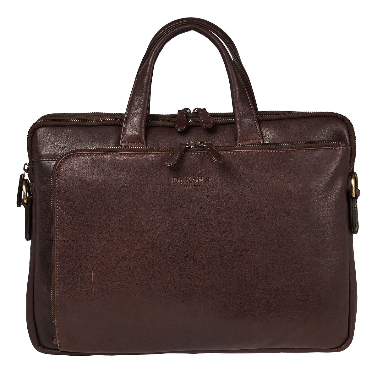 Деловая сумка Dr.Koffer из натуральной кожи темно-коричневая