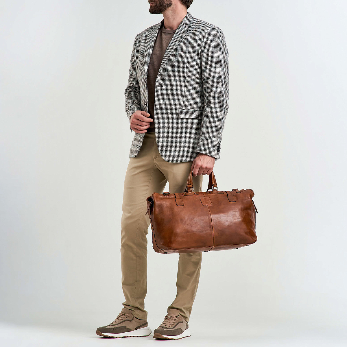 Сумка дорожная Dr.Koffer из натуральной кожи коричневая