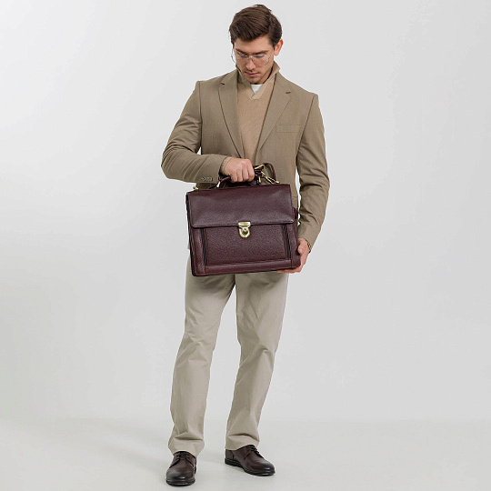 Портфель Dr.Koffer из натуральной кожи темно-коричневый