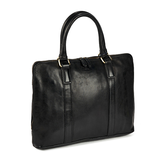 Деловая сумка Dr.Koffer из натуральной кожи черная