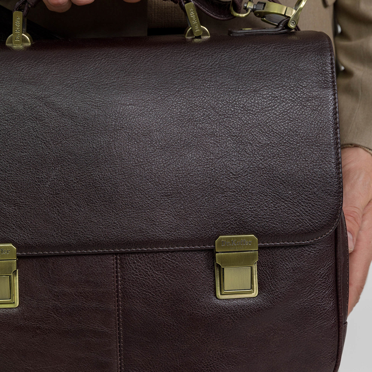 Портфель Dr.Koffer из натуральной кожи темно-коричневый