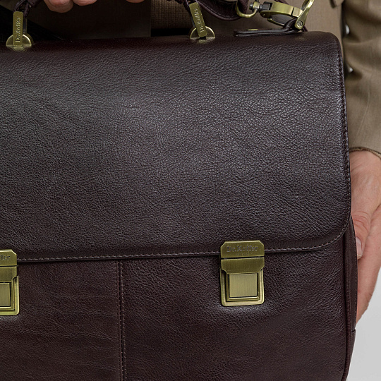 Портфель Dr.Koffer из натуральной кожи темно-коричневый