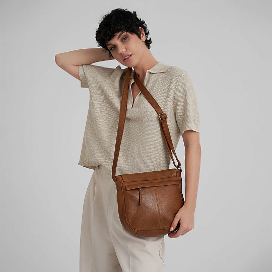 Женская сумка Dr.Koffer из натуральной кожи светло-коричневая