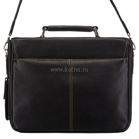 Классический портфель с хорошей эргономикой и накладным карманом для мобильного телефона (черного цвета) Dr.Koffer B393170-02-04