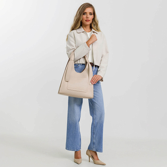 Женская сумка Dr. Koffer из натуральной кожи бежевая