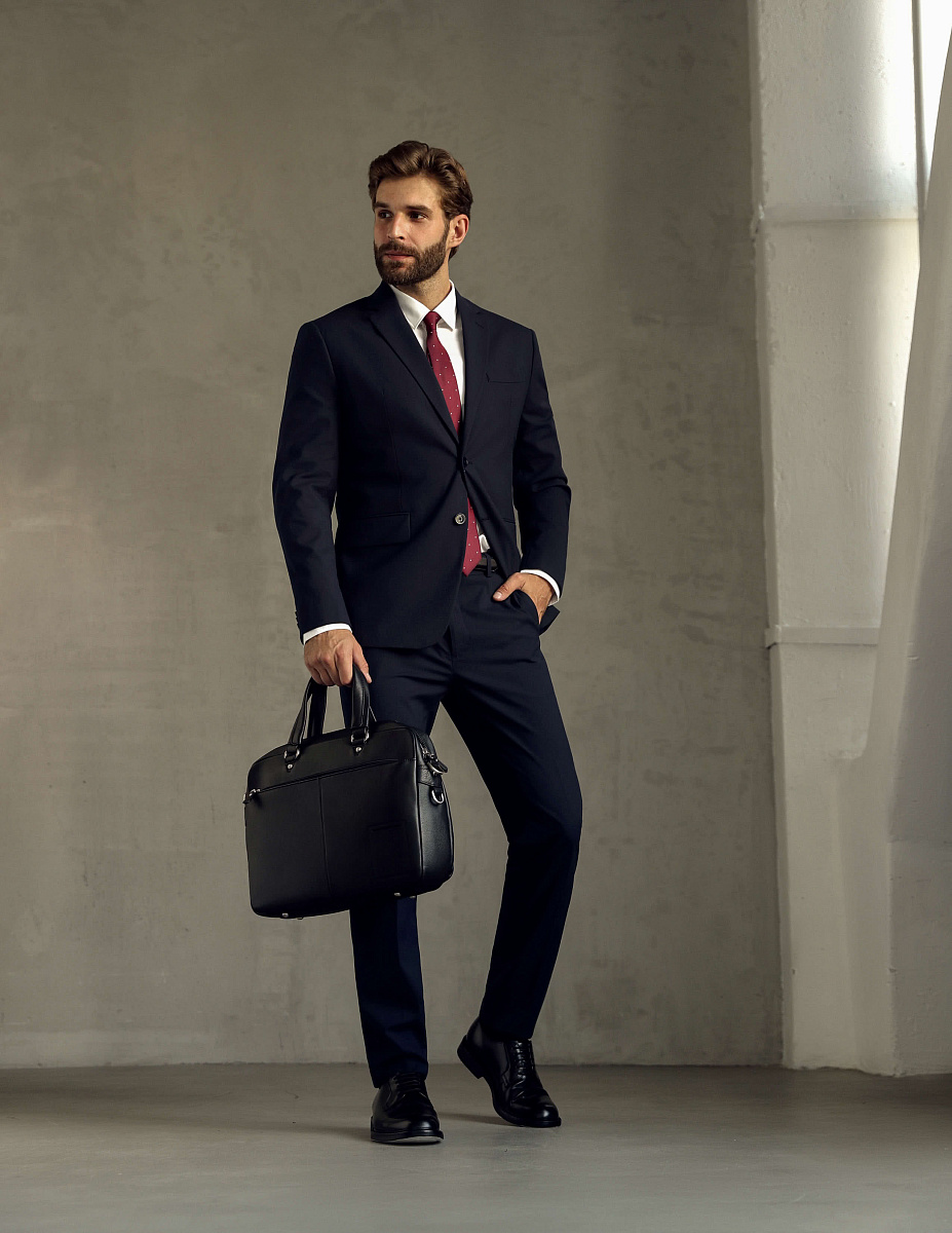 Деловая сумка Dr.Koffer из натуральной кожи черная