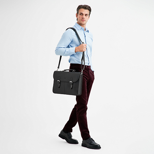 Портфель Dr.Koffer из натуральной кожи черный