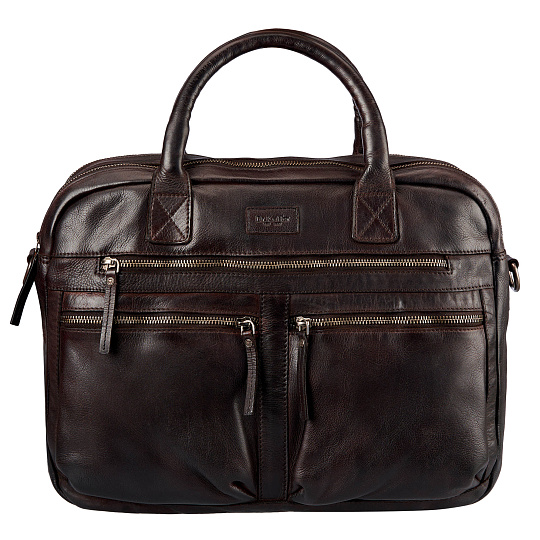 Деловая сумка Dr.Koffer из натуральной кожи темно-коричневая