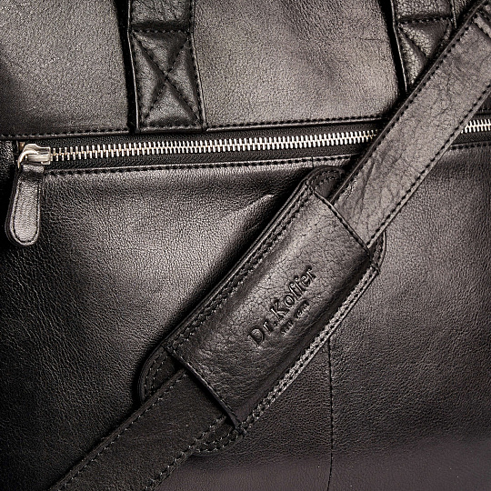 Деловая сумка Dr.Koffer из натуральной кожи черная