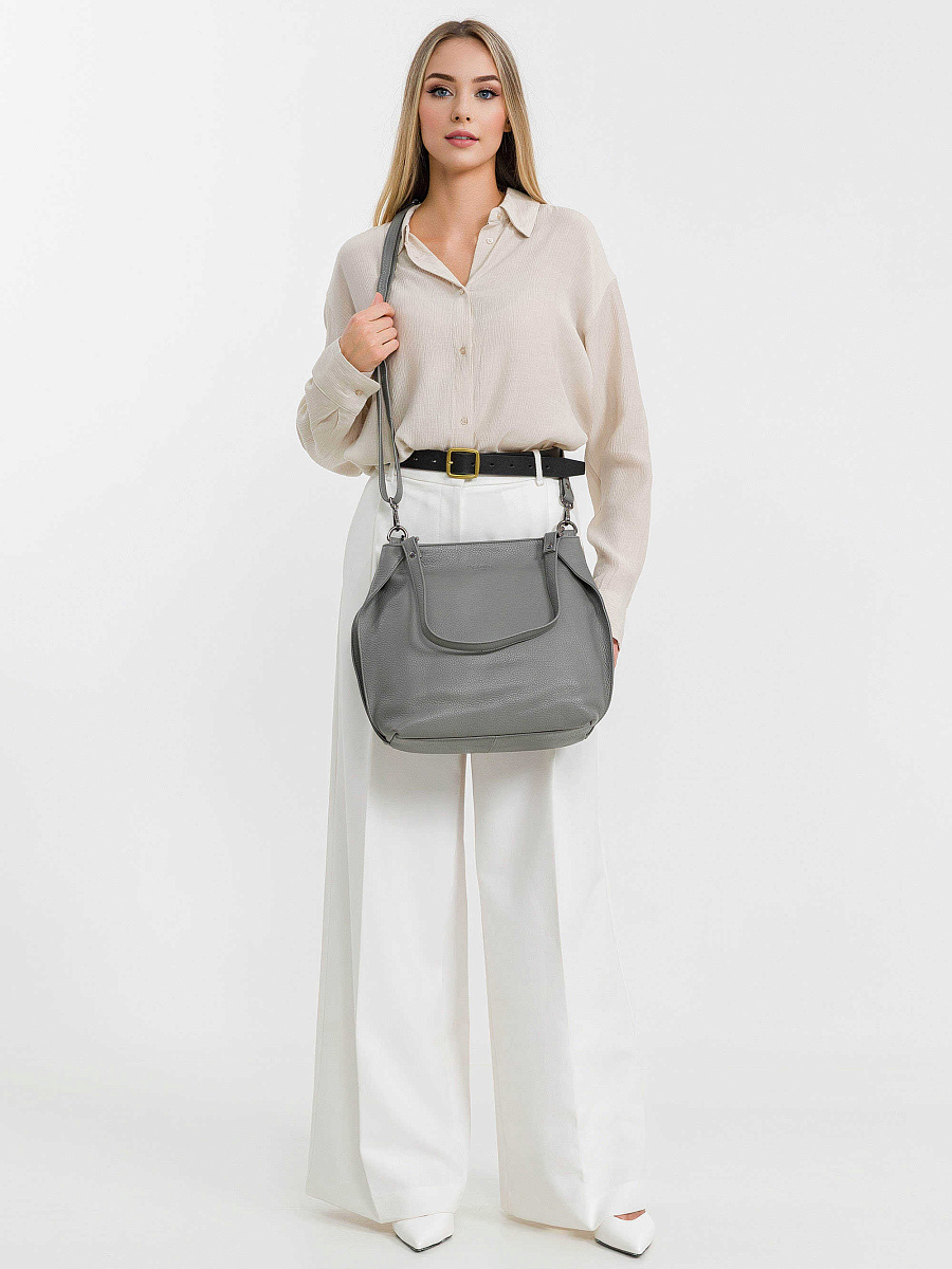 Женская сумка Dr.Koffer из натуральной кожи серая