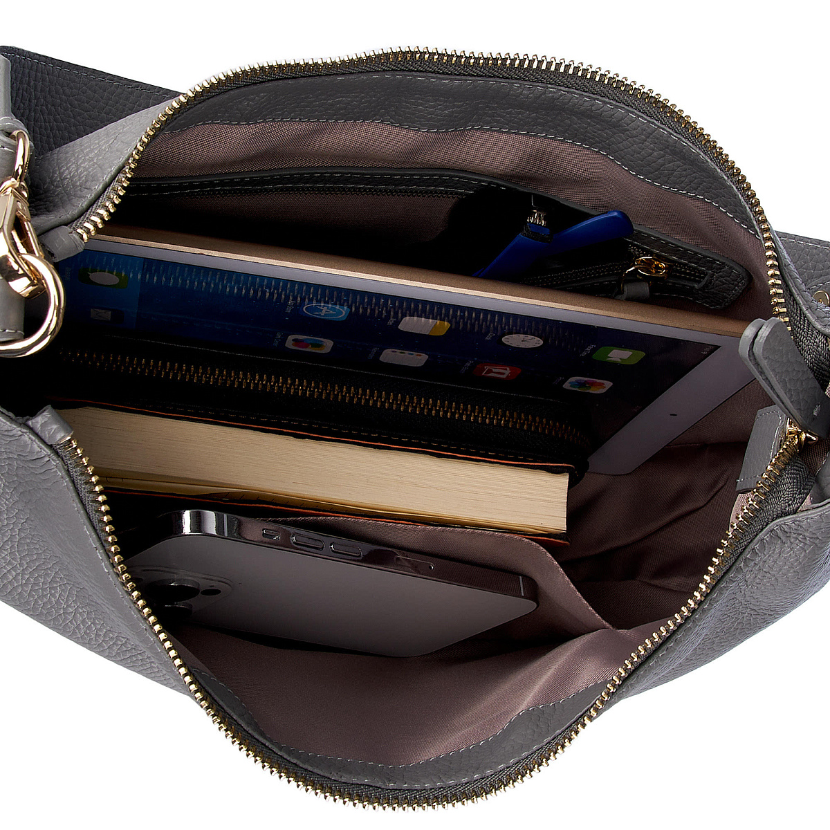 Женская сумка  Dr. Koffer из натуральной кожи серая