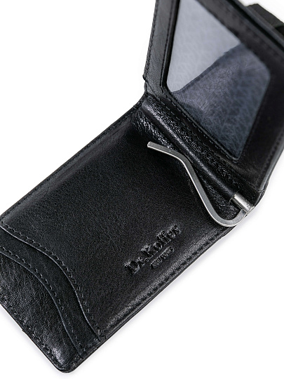 Зажим для денег Dr.Koffer из натуральной кожи черный