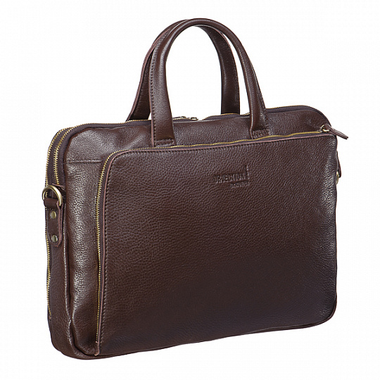 Мужская сумка-портфель коричневого цвета со съемным плечевым ремнем Dr.Koffer 6675-07-09