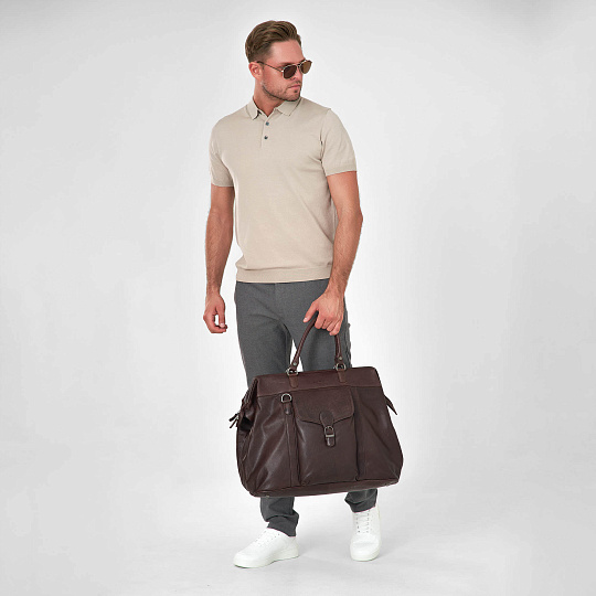 Сумка дорожная Dr.Koffer из натуральной кожи коричневая