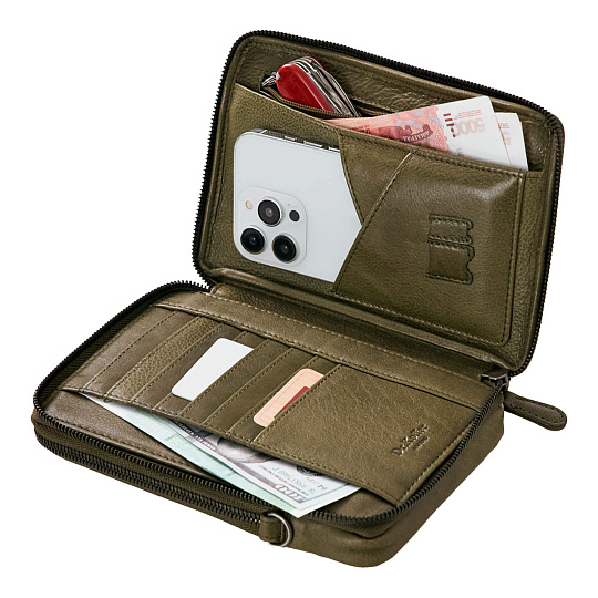 Сумка через плечо Dr.Koffer из натуральной кожи зеленая