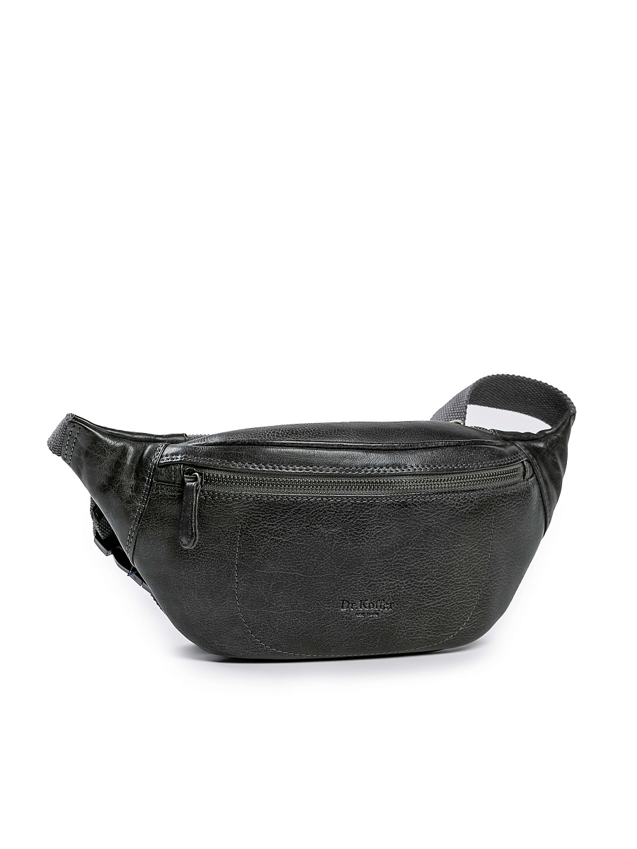 Сумка на пояс Dr. Koffer из натуральной кожи серая