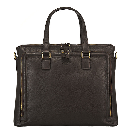 Деловая сумка Dr.Koffer из натуральной кожи темно-коричневая