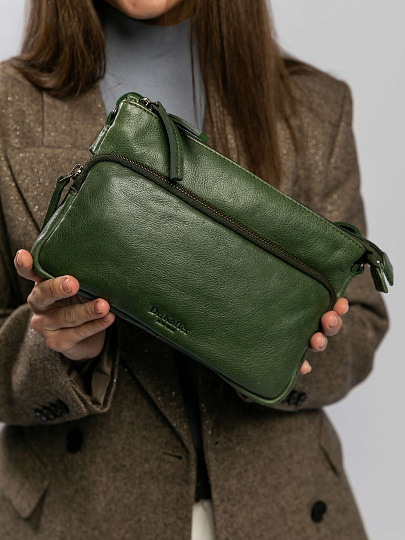 Сумка через плечо Dr.Koffer из натуральной кожи зеленая