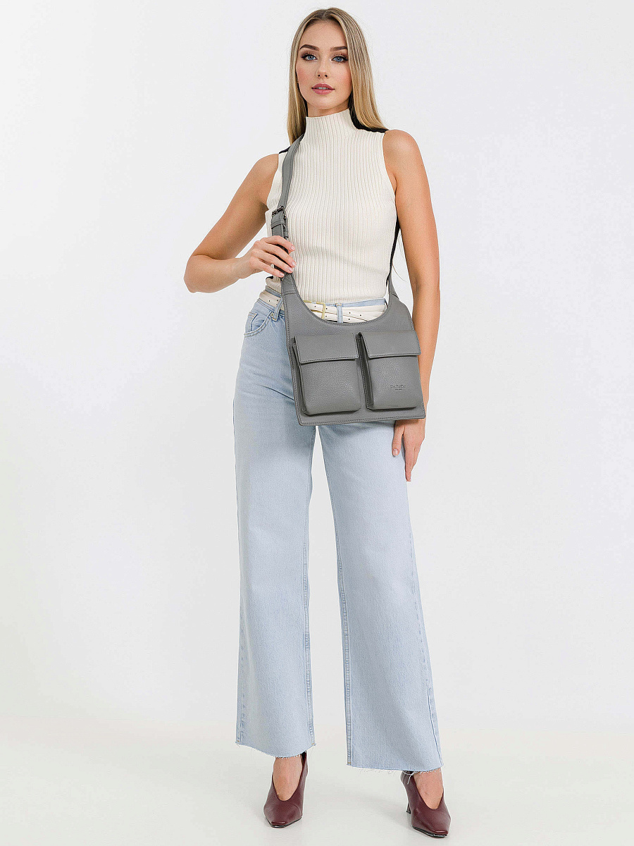 Сумка через плечо Dr.Koffer из натуральной кожи серая