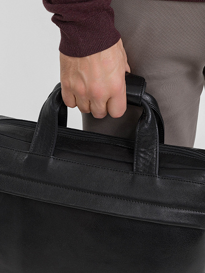 Деловая сумка Dr.Koffer из натуральной кожи черная