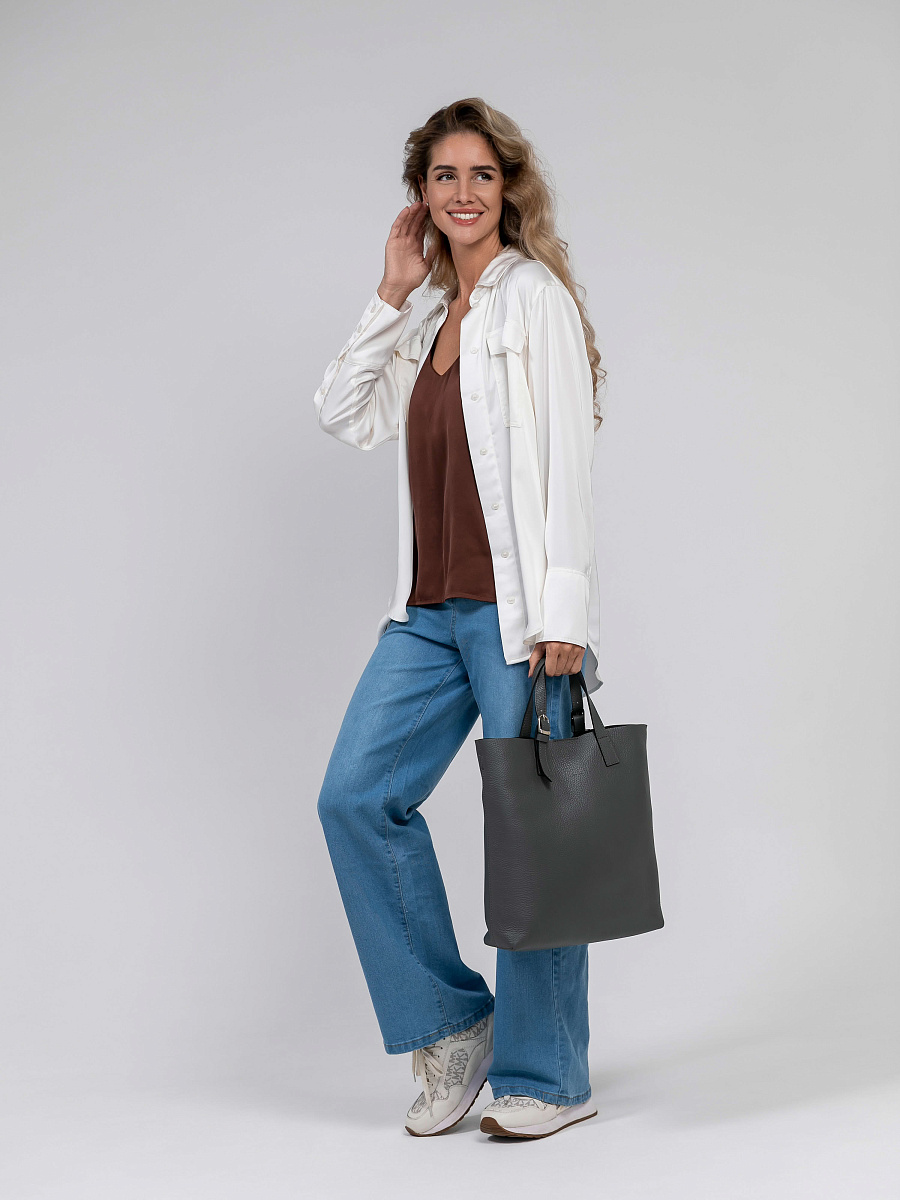 Женская сумка Dr.Koffer из натуральной кожи серая