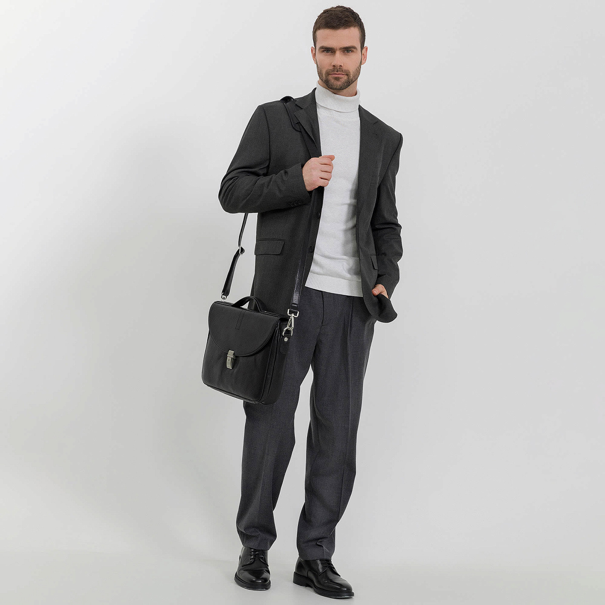 Портфель Dr.Koffer из натуральной кожи черный