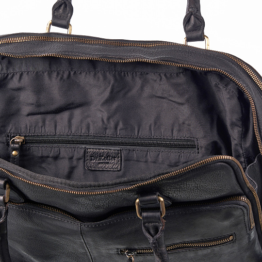 Деловая сумка Dr.Koffer из натуральной кожи черная