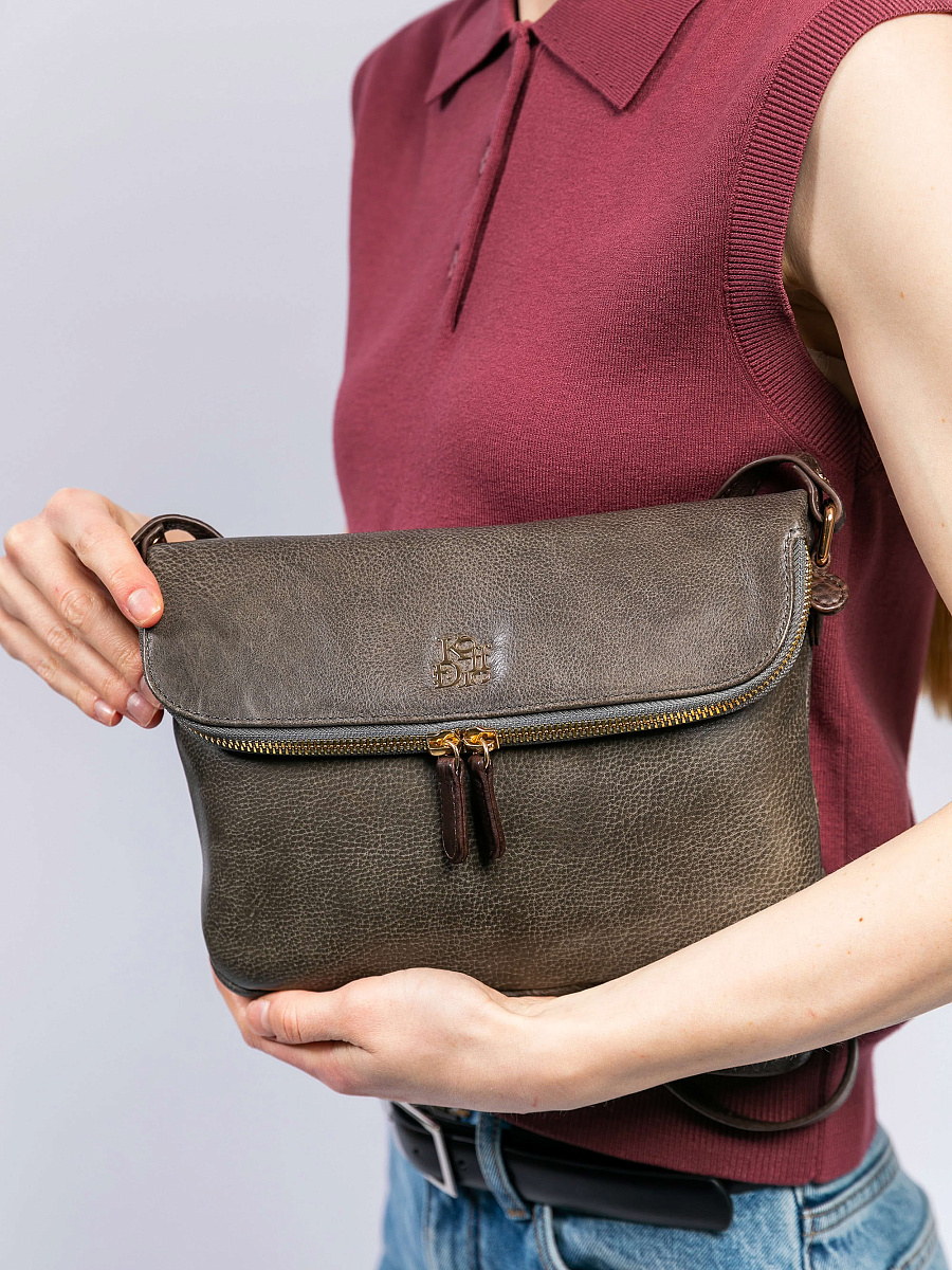 Женская сумка Dr. Koffer из натуральной кожи серая