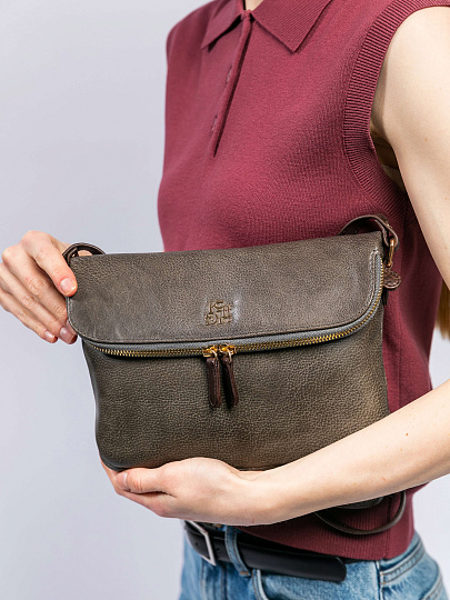 Женская сумка Dr. Koffer из натуральной кожи серая