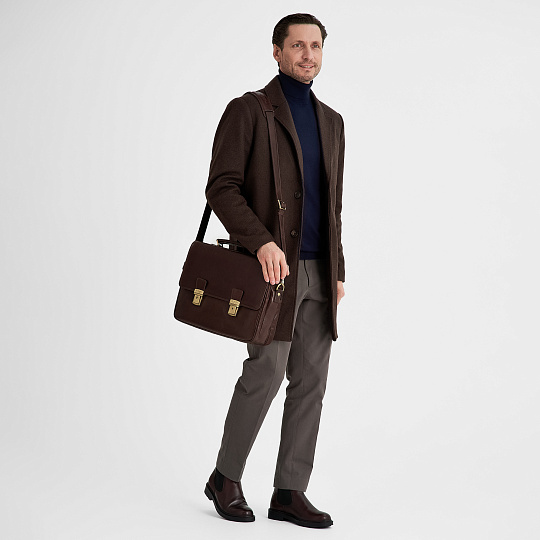 Портфель Dr.Koffer из натуральной кожи темно-коричневый