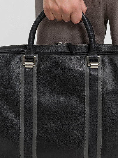 Деловая сумка Dr.Koffer из натуральной кожи черная