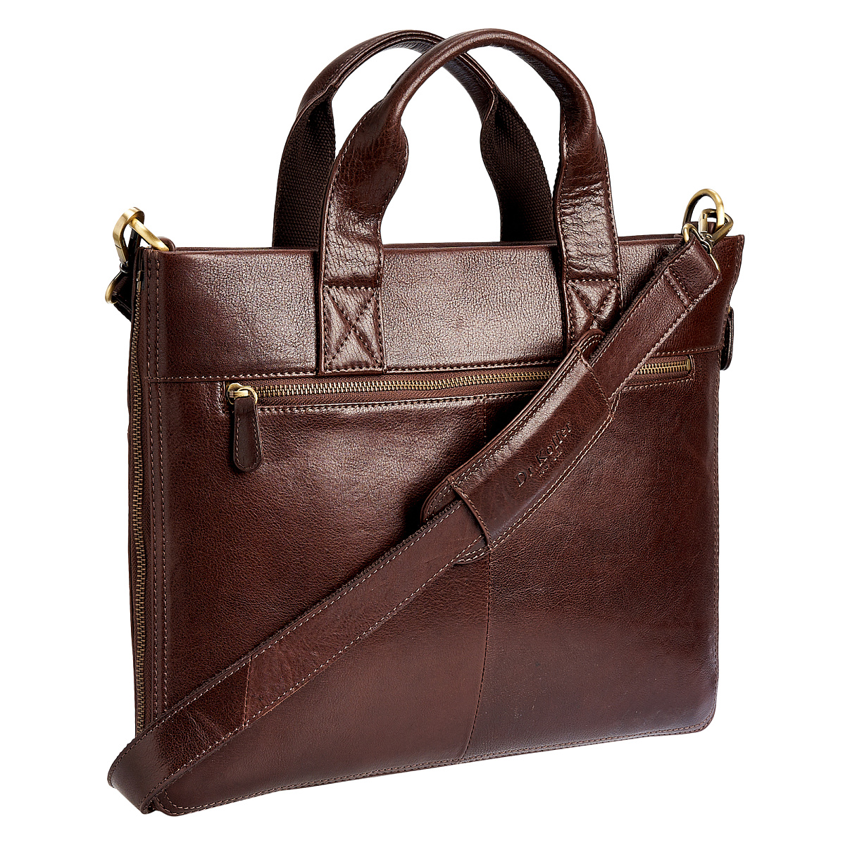 Деловая сумка Dr.Koffer из натуральной кожи темно-коричневая