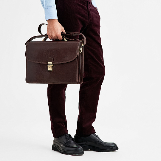 Портфель Dr.Koffer из натуральной кожи темно-коричневый