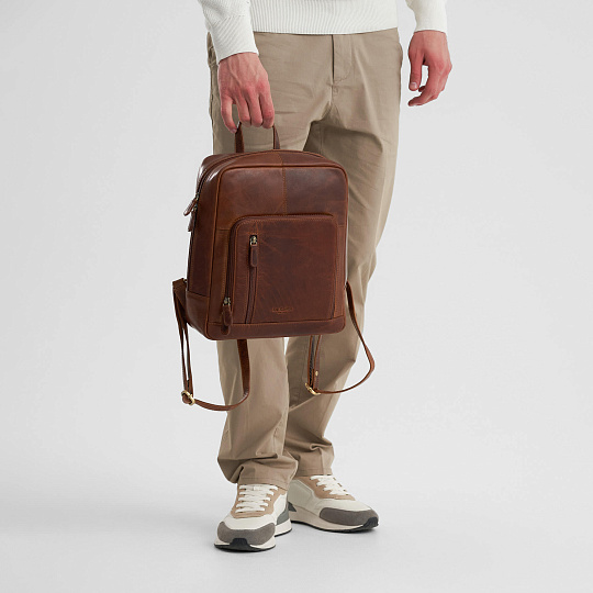 Рюкзак Dr.Koffer из натуральной кожи светло-коричневый