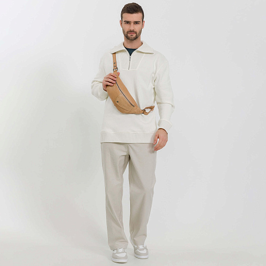 Сумка на пояс Dr. Koffer из натуральной кожи белая