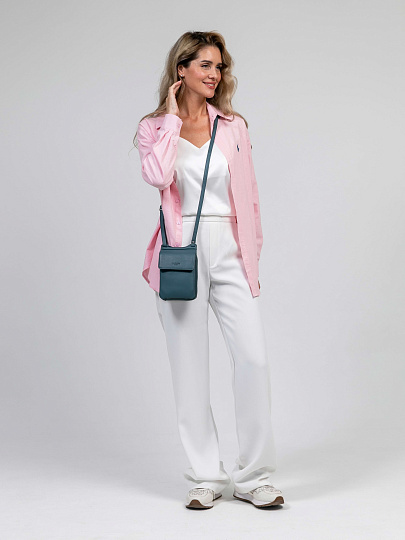 Сумка через плечо Dr.Koffer из натуральной кожи голубая