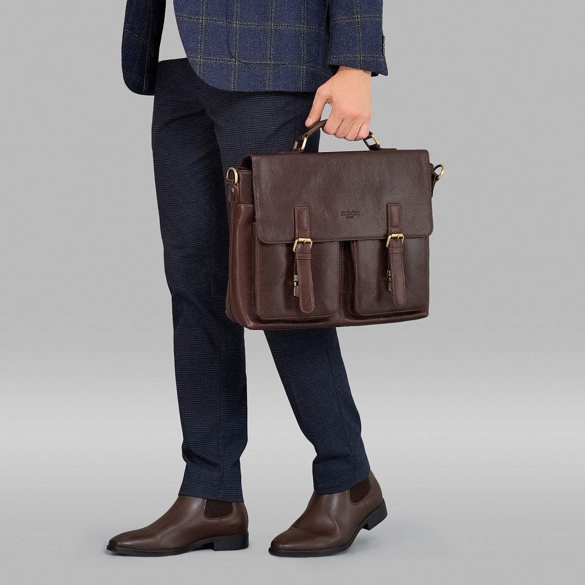 Портфель Dr.Koffer из натуральной кожи темно-коричневый