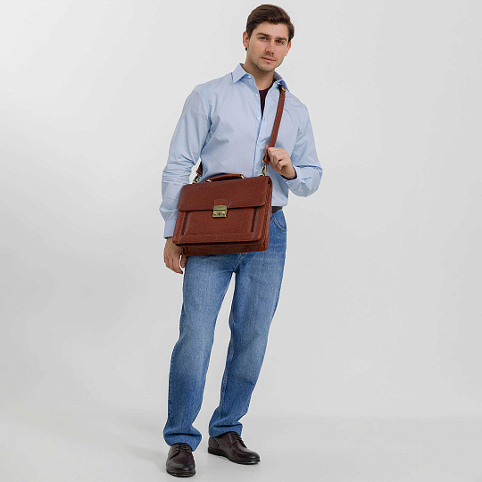 Портфель Dr.Koffer из натуральной кожи светло-коричневый