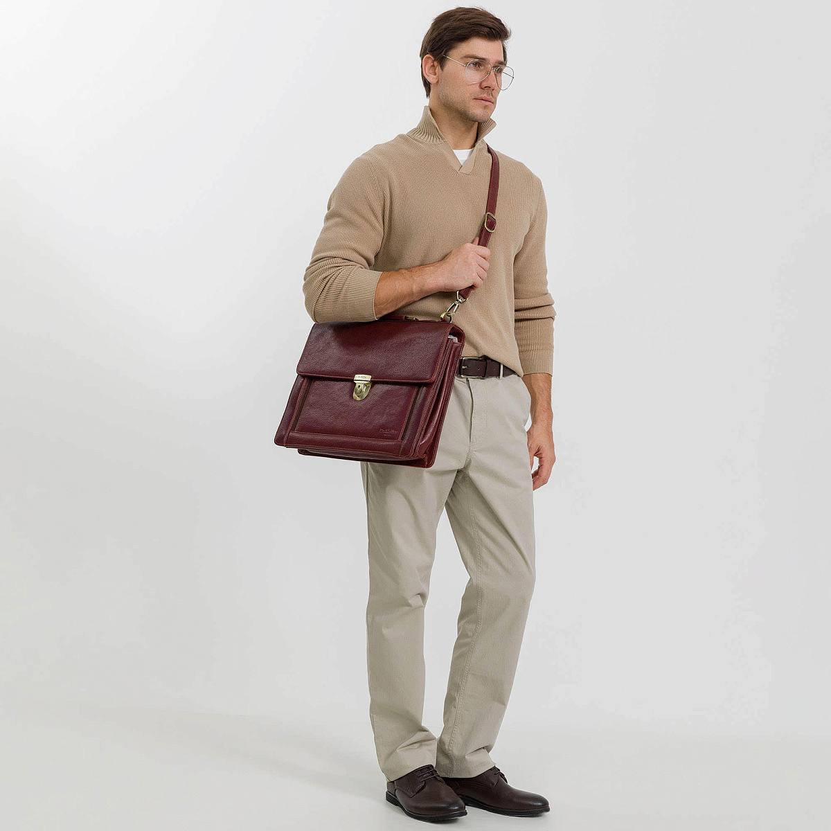 Портфель Dr.Koffer из натуральной кожи светло-коричневый