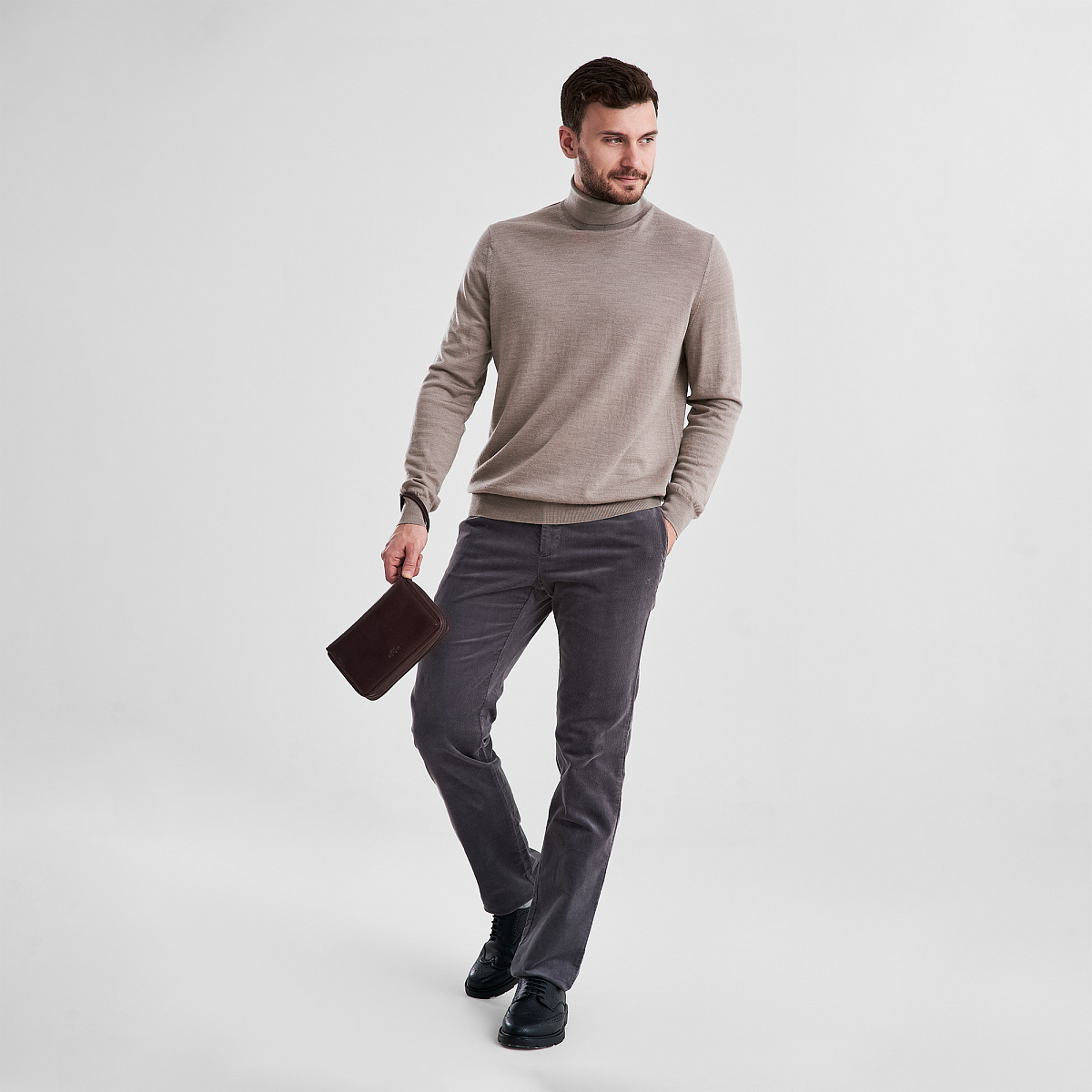 Сумка барсетка из натуральной кожи Dr. Koffer коричневая