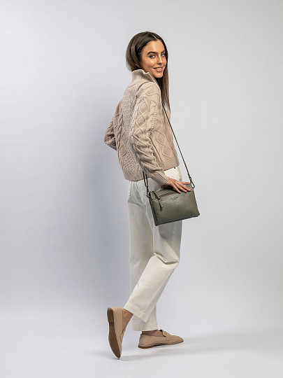 Сумка через плечо Dr.Koffer из натуральной кожи серая