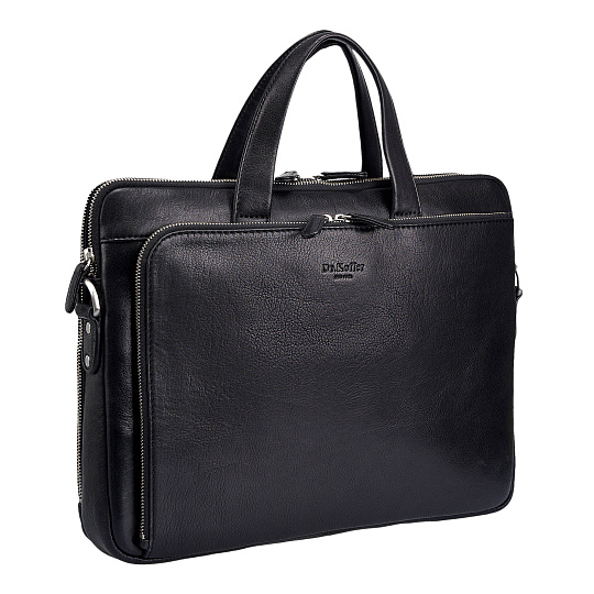 Деловая сумка Dr.Koffer из натуральной кожи черная