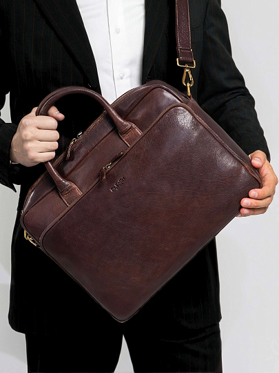 Деловая сумка Dr. Koffer из натуральной кожи коричневая